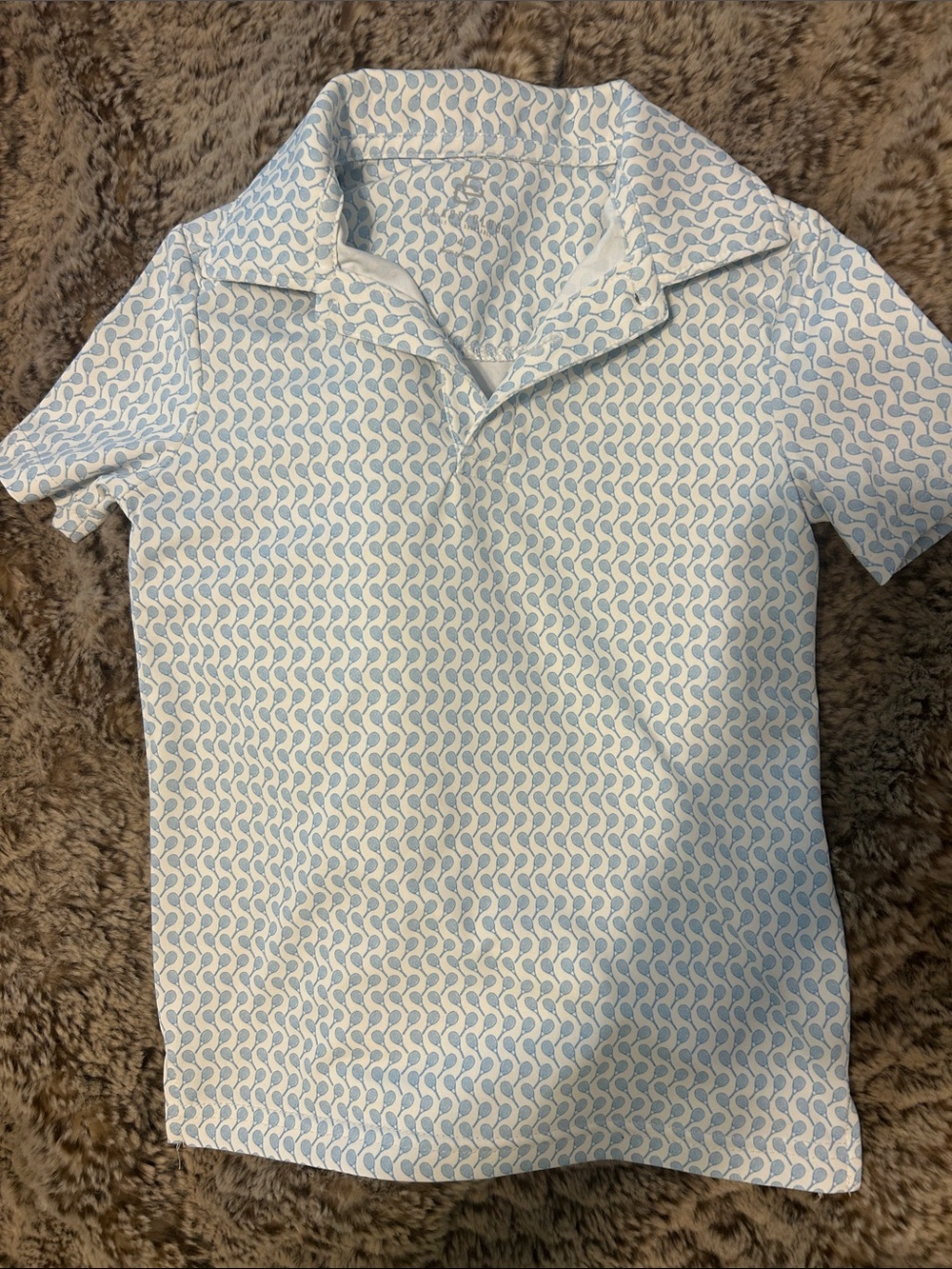 Class Club Boys Dri Fit Short Sleeve Patterned Polo Shirt - Light Blue